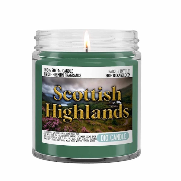 Scottish Highlands Scented Candle - Smells Like Caledonian Pine, Peat Moss and Rain - Dio Candle