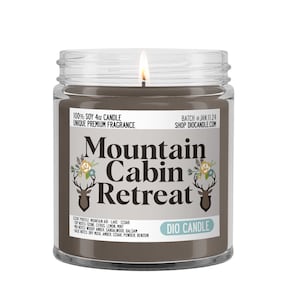 Mountain Cabin Retreat Scented Candle - Smells Like Mountain Air, Lake Water and Cedar Lodge - Dio Candle