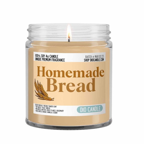 Homemade Bread Scented Candle - Smells Like Freshly Baked Crusty Loaf - Dio Candle