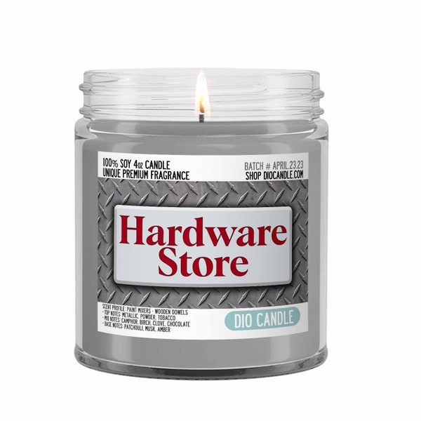 Hardware Store Scented Candle - Smells Like Paint Mixers and Wooden Dowels - Dio Candle