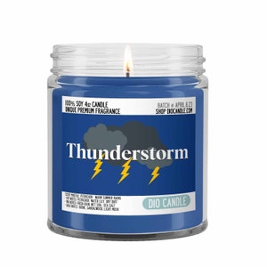 Thunderstorm Scented Candle Smells Like Petrichor, Rain, Dirt Dio Candle 4 oz Candle