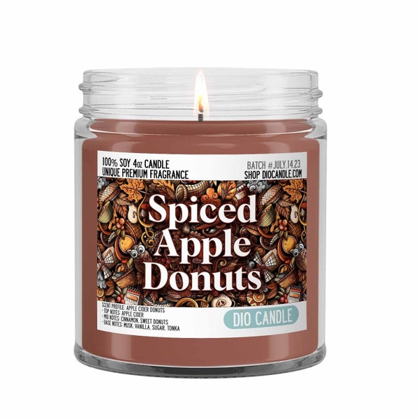 Fall Candle - Spiced Apple Donuts Scented - Smells Like Apple Cider Donuts - Dio Candle