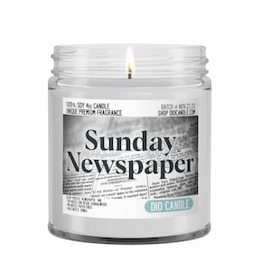 Sunday Newspaper Scented Candle Smells Like Newspaper and Dried Ink Dio Candle 4 oz Candle