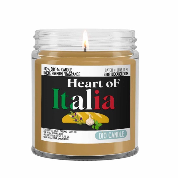 Italy Scented Candle - Smells Like Bread, Oregano, and Olive Oil - Dio Candle