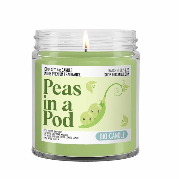 Two Peas in a Pod Scented Candle - Smells Like Snap Peas for Baby Showers and Best Friends - Dio Candle