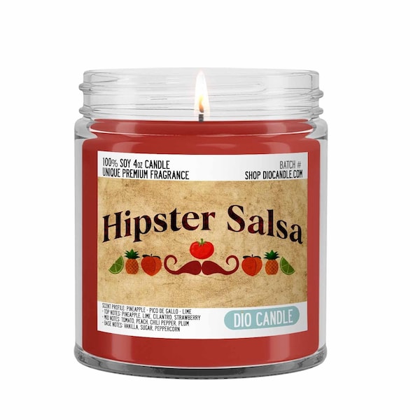 Hipster Salsa Scented Candle - Smells Like Pineapple, Pico De Gallo and Lime - Dio Candle