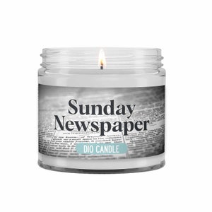 Sunday Newspaper Scented Candles or Wax Melts by Dio Candle® | 100% Naturally Vegan Soy - Hand Poured Gifts / Free Shipping