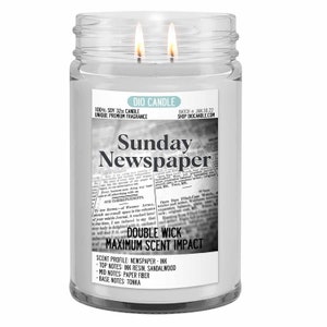 Sunday Newspaper Scented Candles or Wax Melts by Dio Candle® | 100% Naturally Vegan Soy - Hand Poured Gifts / Free Shipping