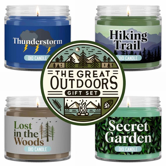 Great Outdoors Candle Set, Soy Wax, Earthy Scents (4 Pack)