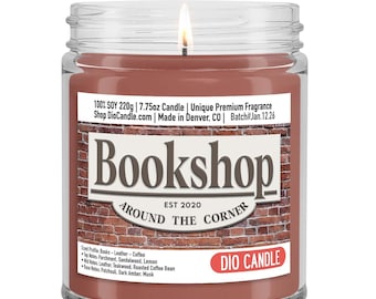 Bookshop Scented Soy Candle – Leather, Coffee & Books Aroma