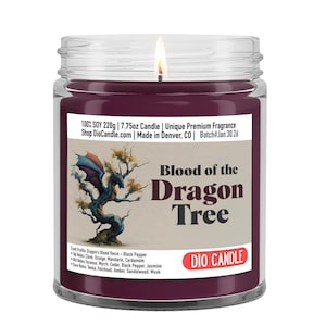 Blood Of A Dragon Candle: Dragon's Blood Resin, Clove and Mandarin Scent - Fantasy Reader Gift
