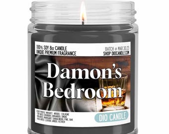 Damon's Bedroom Scented Soy Candle – Whiskey, Woods & Cologne