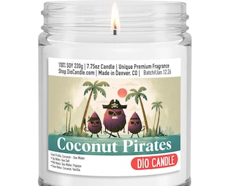 Coconut Pirates Candle: Sea Salt, Papaya, Coconut and Vanilla Scent - Vacation Gift