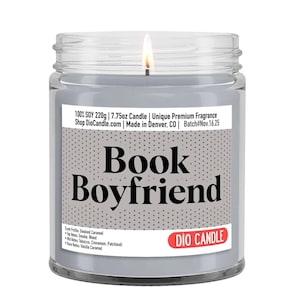 Book Candle: Smoked Caramel, Smoke and Wood Scent - Book Lover Gift