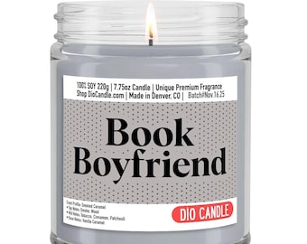 Book Candle: Smoked Caramel, Smoke and Wood Scent - Book Lover Gift