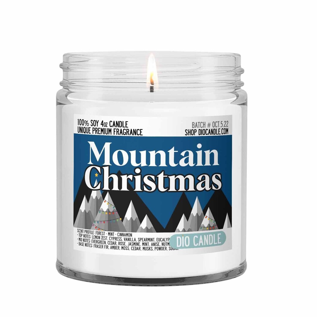 Christmas Candle Mountain Xmas Scented Smells Like Forest, Mint and