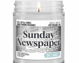 Sunday Newspaper Scented Soy Candle - Unique Scent by Dio Candle - #1 for Great Gifts