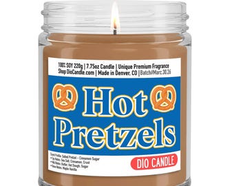 Hot Pretzels Candle: Cinnamon Sugar, Butter Dough, Maple Vanilla Scent - Gift For Foodies