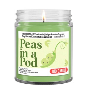 Peas In A Pod Candle: Snap Pea, Honeydew, Lemon And Vanilla Scent - Baby Shower Favor