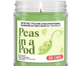 Peas In A Pod Candle: Snap Pea, Honeydew, Lemon And Vanilla Scent - Baby Shower Favor