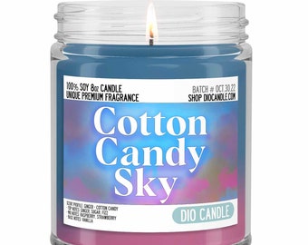 Cotton Candy Sky Candle - Ginger Cotton Candy Scented Soy – Dio Candle  Company