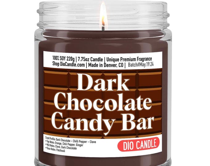 Dark Chocolate Candle: Clove, Chili Pepper, Orange Scent - Chocolate Lover Gift