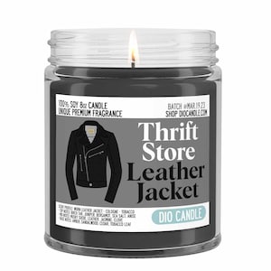 Leather Jacket Scented Soy Candle - Unique Scent by Dio Candle - #1 for Great Gifts