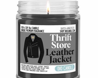 Leather Jacket Scented Soy Candle - Unique Scent by Dio Candle - #1 for Great Gifts
