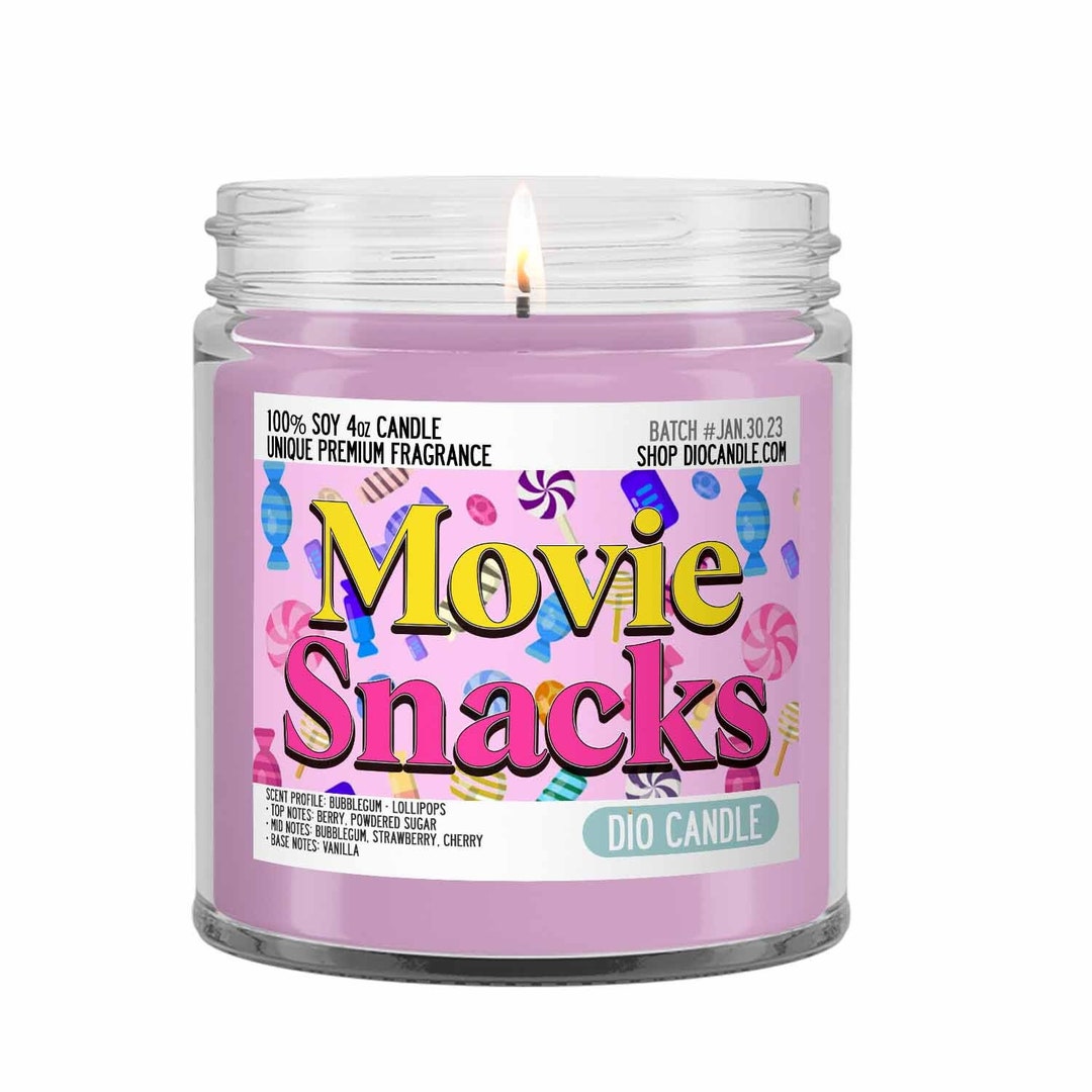 Movie Snacks Scented Candle Smells Like Bubblegum and Lolipops Dio