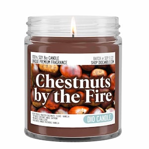Chestnuts by the Fire Scented Soy Candle - Unique Scent by Dio Candle - #1 for Great Gifts