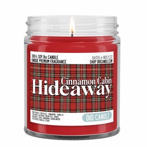 Cinnamon Cabin Hideaway Scented Soy Candle - Unique Scent by Dio Candle - #1 for Great Gifts