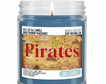 Pirates Scented Soy Candle - Unique Scent by Dio Candle - #1 for Great Gifts