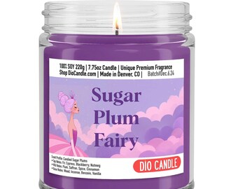 Sugar Plum Fairy Candle: Fir Cypress Blackberry and Vanilla Scent - Christmas Gift