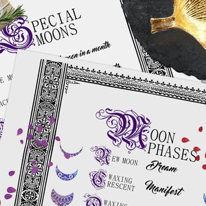 Special Moons & Moon Phases Information Page - Instant Download Book of Shadows Grimoire