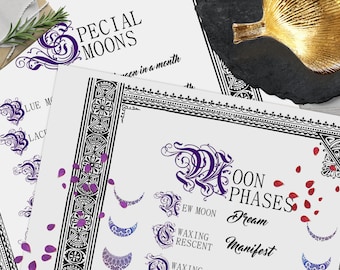 Special Moons & Moon Phases Information Page - Instant Download Book of Shadows Grimoire