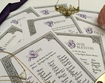 8 Spells Cheat Sheets - Instant Download Book of Shadows Grimoire BUNDLE