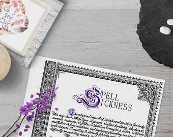 Spell Sickness Information Page - Instant Download Book of Shadows Grimoire