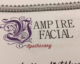 Vampire Facial Apothecary Page - Instant Download Book of Shadows Grimoire