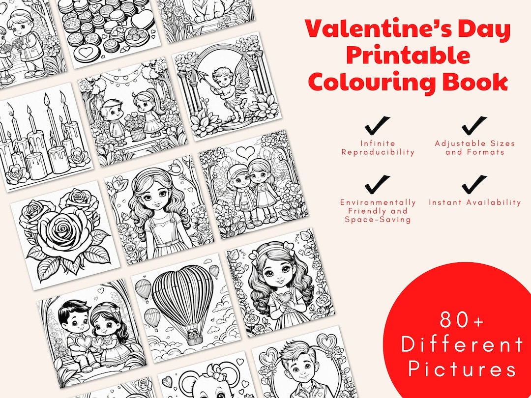 Printable Valentine's Day Coloring Book - Etsy