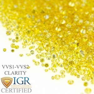 CERTIFIED 1.3 to 4.0 MM / 0.01 to 0.25 cts. Round Fancy Yellow Color VVS 100% Natural Loose Diamond Wholesale Lot - Choose Size and Quantity