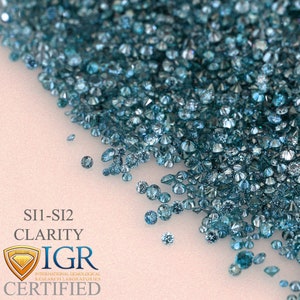 CERTIFIED 1.3 to 4.0 MM / 0.01 to 0.25 cts. Round Fancy Blue Color SI 100% Natural Loose Diamond Wholesale Lot - Choose Size and Quantity