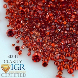 CERTIFIED 1.3 to 4.0 MM / 0.01 to 0.25 cts. Round Fancy Cognac Red Color 100% Natural Loose Diamond Wholesale Lot - Choose Size and Quantity