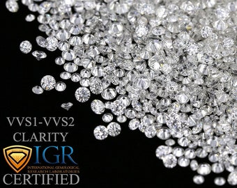 CERTIFIED 1.3 to 4.0 MM / 0.01 to 0.25 cts. Round White F/G Color VVS 100% Natural Loose Diamond Wholesale Lot - Choose Size and Quantity