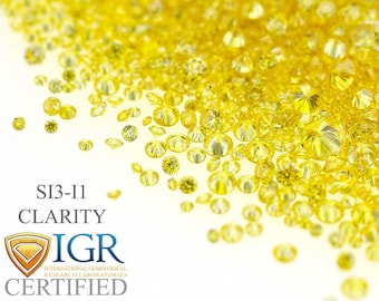 CERTIFIED 1.3 to 4.0 MM / 0.01 to 0.25 cts. Round Fancy Yellow Color 100% Natural Loose Diamond Wholesale Lot - Choose Size and Quantity
