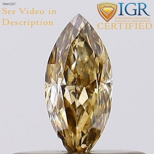 0,23 carats. CERTIFIÉ Modifié Marquise Cut SI1 Couleur Brun Doré Clair Diamant Naturel Lâche 29466