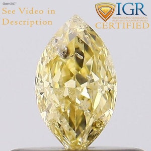 0,29 carats. CERTIFIÉ Modifié Marquise Cut I1 Fancy Golden Yellow Color Loose Natural Diamond 29435