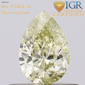 0.38 cts. CERTIFIED Pear Brilliant Cut SI3 Fancy Greenish Yellow Color Loose Natural Diamond 29218