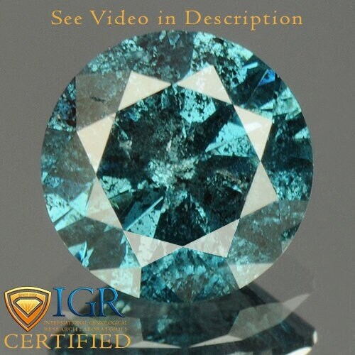 Diamant Naturel Brut Taille Rose, Couleur Bleu émeraude Traité - 0.71 Carats, Dimensions 5.52mm, Clarté I3, Origine Inde