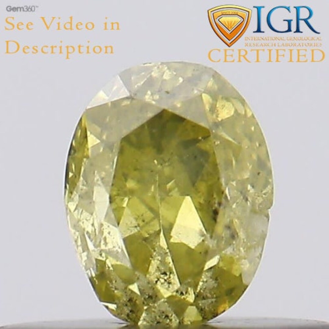 0.25 Cts. CERTIFIED Modified Oval Cut I2 Fancy Greenish Yellow Color ...