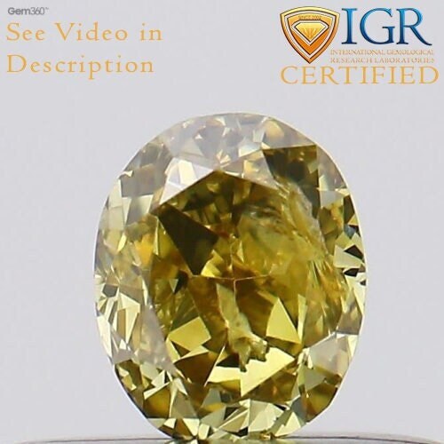 0.23 cts. CERTIFIED Modified Oval Cut I1 Fancy Greenish Yellow Color Loose Natural Diamond 29564